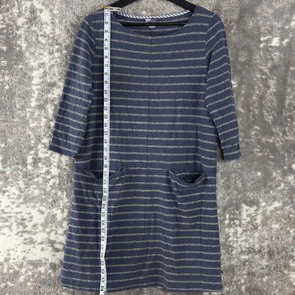 Zinni Garnet Hill Size M Striped Stretch Mini Shift Dress Blue 3/4 Sleeve Pullov - Picture 3 of 9